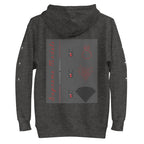 Daemon Luxury Supreme Models Elemental Powers unisex cotton heritage hoodie in charcoal heather with back design.