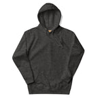 Daemon St. Francis Lux Angelic Winters unisex cotton hoodie in charcoal heather, featuring a hood and front design.