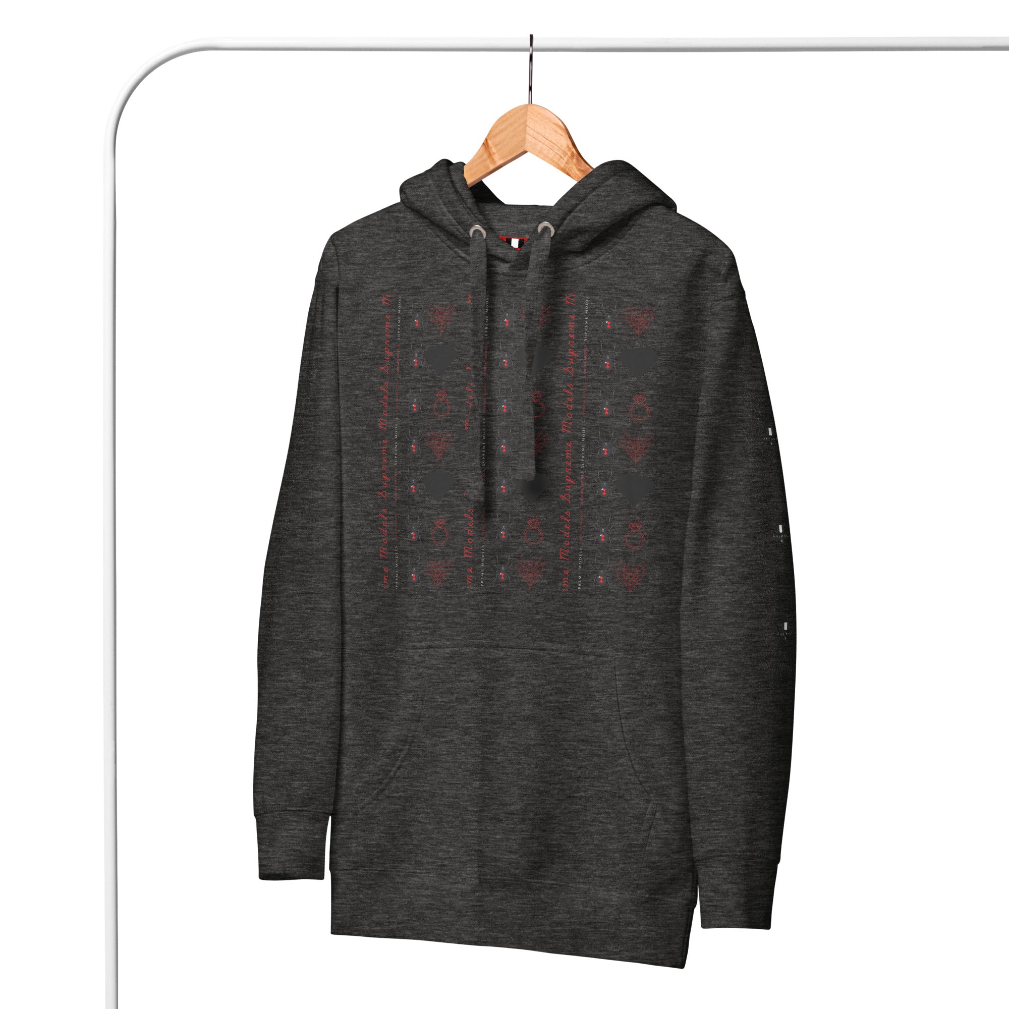 Daemon Luxury Supreme Models Elemental Powers unisex charcoal heather cotton heritage pullover hoodie front view