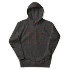 Daemon Luxury Supreme Models Elemental Powers unisex cotton hoodie in charcoal Heather, front view, premium casual pullover design.