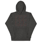 Daemon Luxury Supreme Models Elemental Powers unisex cotton heritage premium hoodie in charcoal heather, front view.