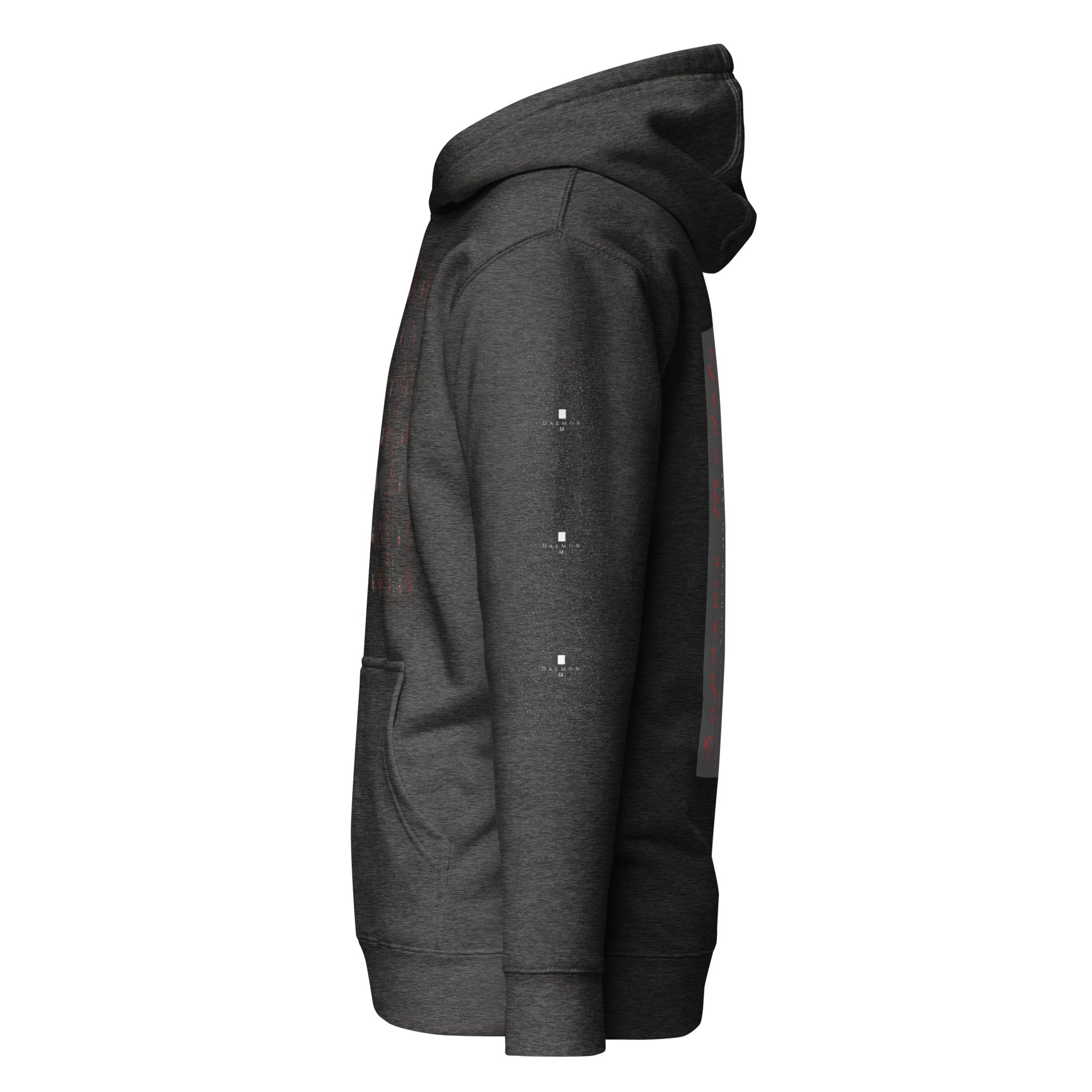 Daemon Luxury SUPREME MODELS Elemental Powers unisex charcoal heather cotton hoodie with premium pullover design.