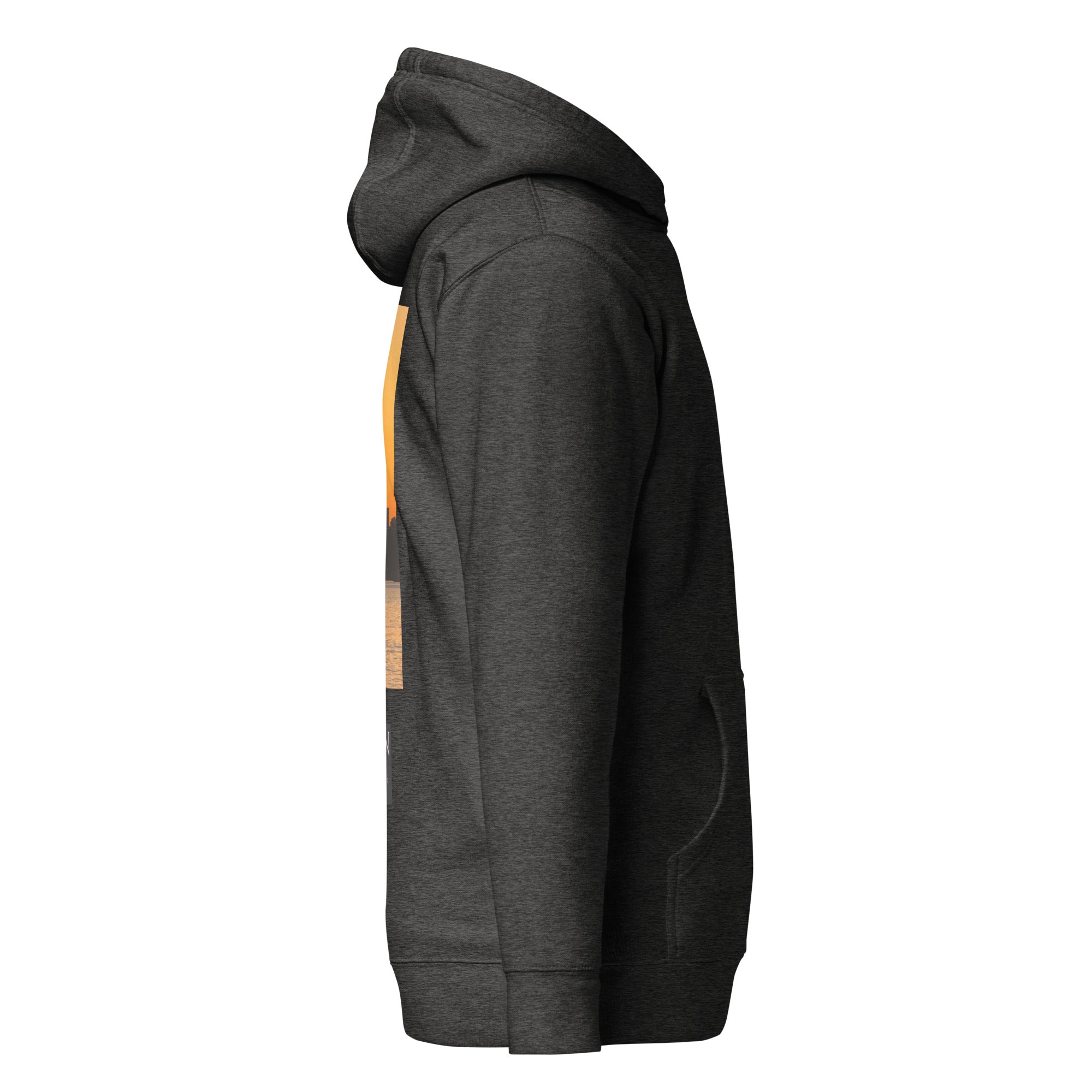 Daemon St. Francis Lux Angelic Winters unisex cotton hoodie in charcoal heather with a drawstring hood and relaxed fit.