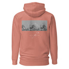 Daemon Apricot Bandit fleece hoodie in dusty rose, unisex cotton pullover with hood and relaxed fit.
