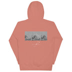 Daemon Apricot Bandit unisex cotton hoodie with hood, dusty rose color, featuring a comfortable pullover design and casual style.
