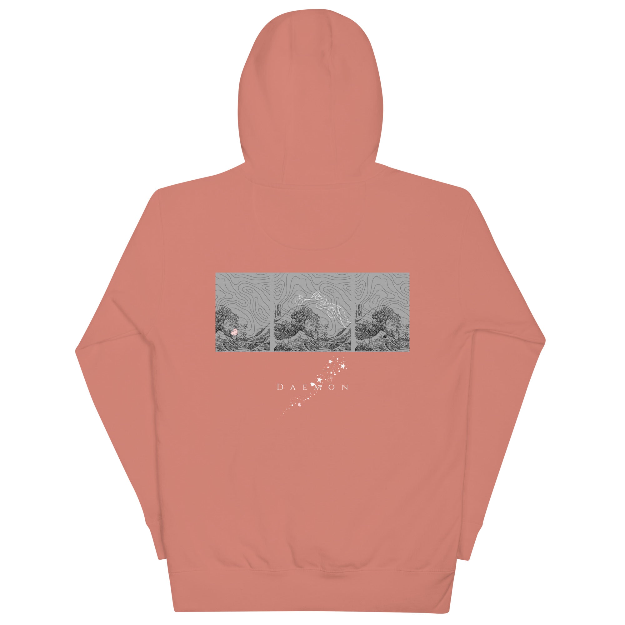 Daemon Apricot Bandit unisex cotton hoodie with hood, dusty rose color, featuring a comfortable pullover design and casual style.