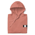 Daemon Apricot Bandit unisex cotton hoodie with hood, in dusty rose color, front view highlighting soft fabric and casual style.