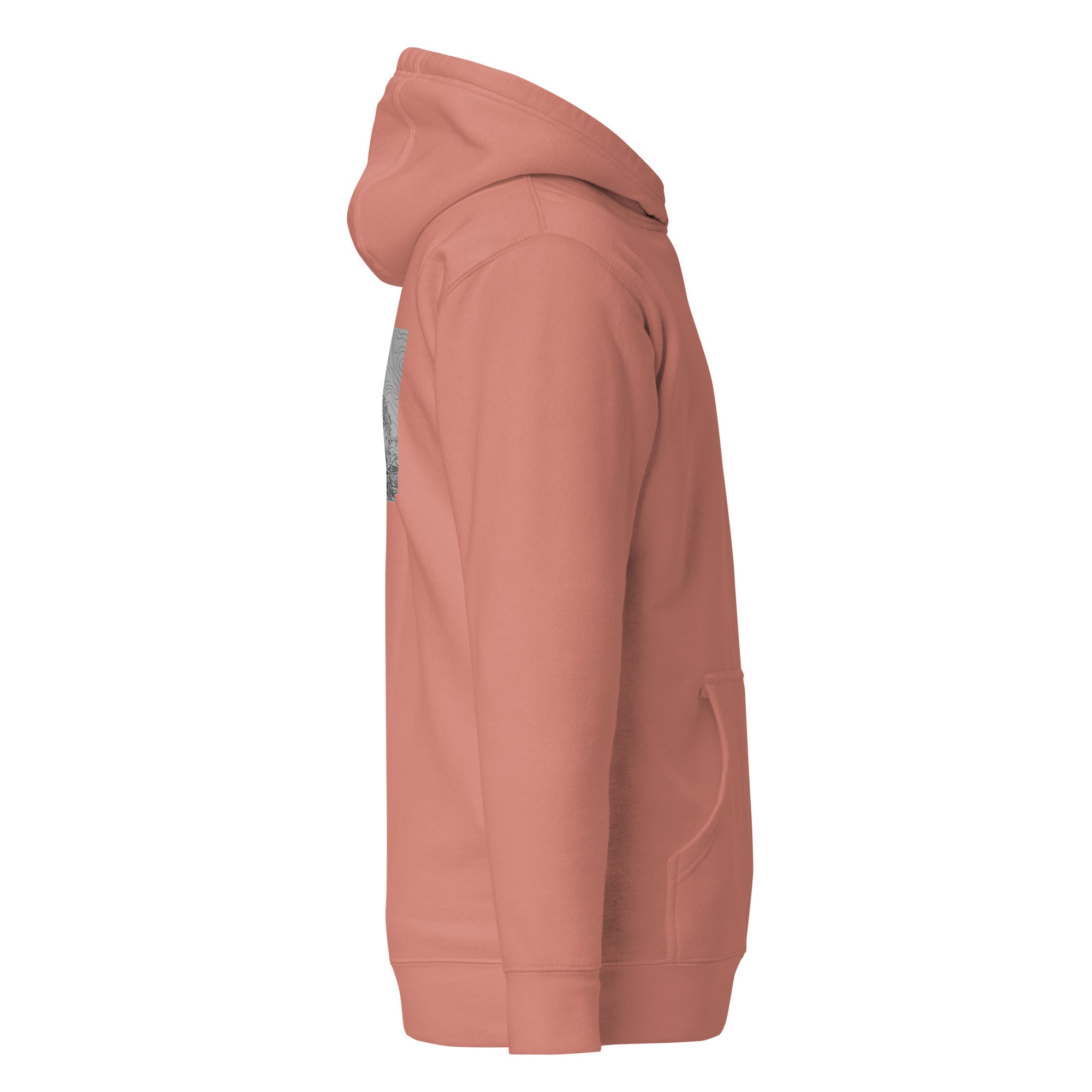 Daemon Apricot Bandit unisex cotton hoodie with hood in dusty rose, featuring a comfortable, casual design and premium fabric.
