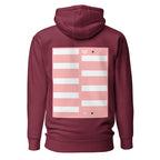 Daemon Distilled Love luxury unisex maroon cotton hoodie with back design and hood, premium casual pullover sweatshirt.