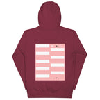 Maroon unisex cotton hoodie from Daemon's Distilled Love Luxury collection, featuring a comfortable pullover design and premium fabric.
