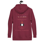 Daemon Bond Approach maroon unisex cotton hoodie with front pocket and adjustable hood, casual and comfortable pullover sweatshirt.