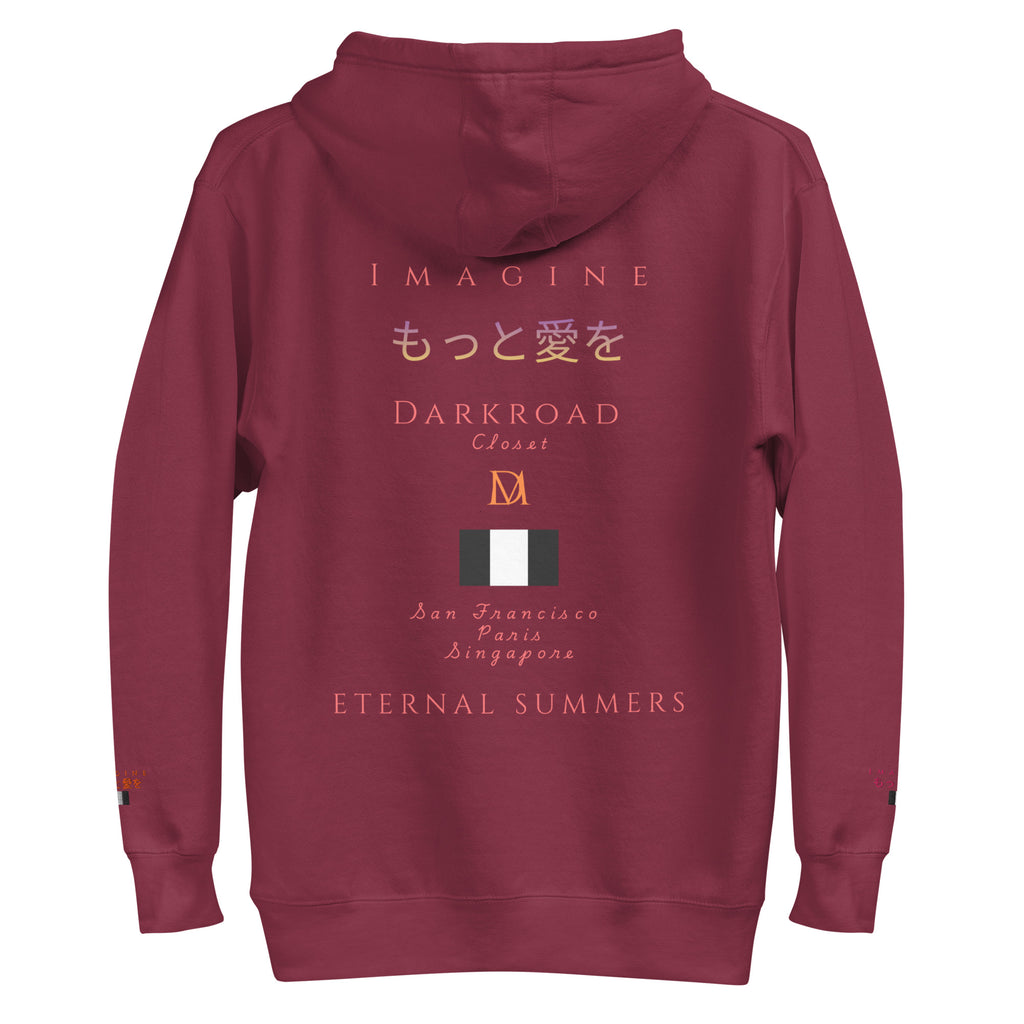 Daemon Bond Approach unisex maroon cotton hoodie with front pocket and drawstring hood, made from premium cotton fabric.