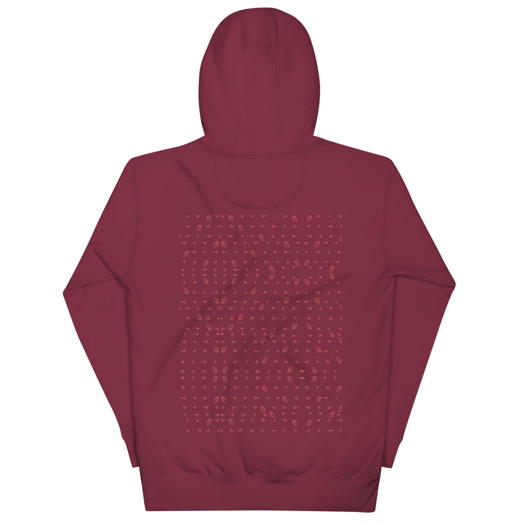 Daemon Luxury Supreme Models Picasso Stitches maroon unisex cotton hoodie with back graphic and hooded design.