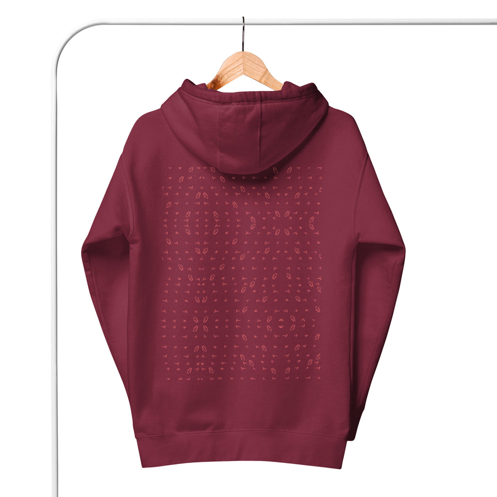 Daemon Luxury Supreme Models Picasso Stitches hoodie in maroon, featuring a cotton heritage unisex pullover with back design.