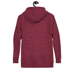 Maroon unisex premium cotton hoodie featuring Supreme Models Picasso Stitches by Daemon Luxury, with a back design.