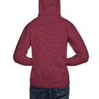 Daemon Luxury SUPREME MODELS Picasso Stitches maroon unisex hoodie with cotton heritage fabric and back design.