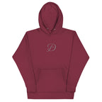 Maroon Daemon Distilled Love luxury unisex hoodie with cotton heritage fabric and front design.