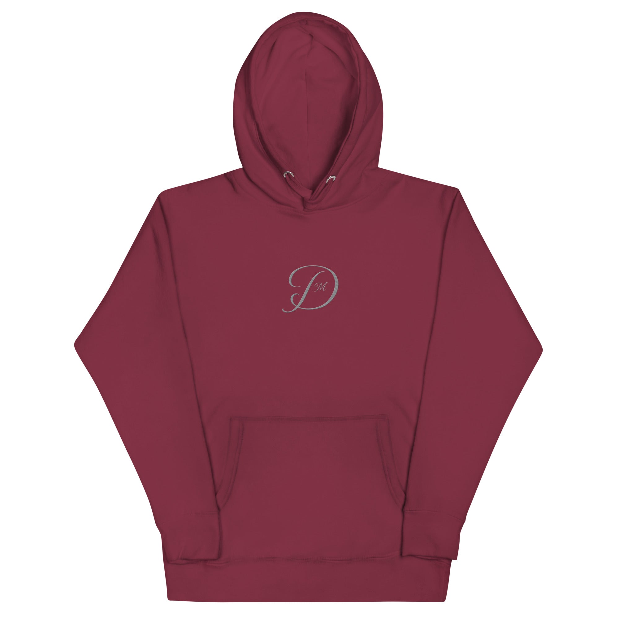 Maroon Daemon Distilled Love luxury unisex hoodie with cotton heritage fabric and front design.