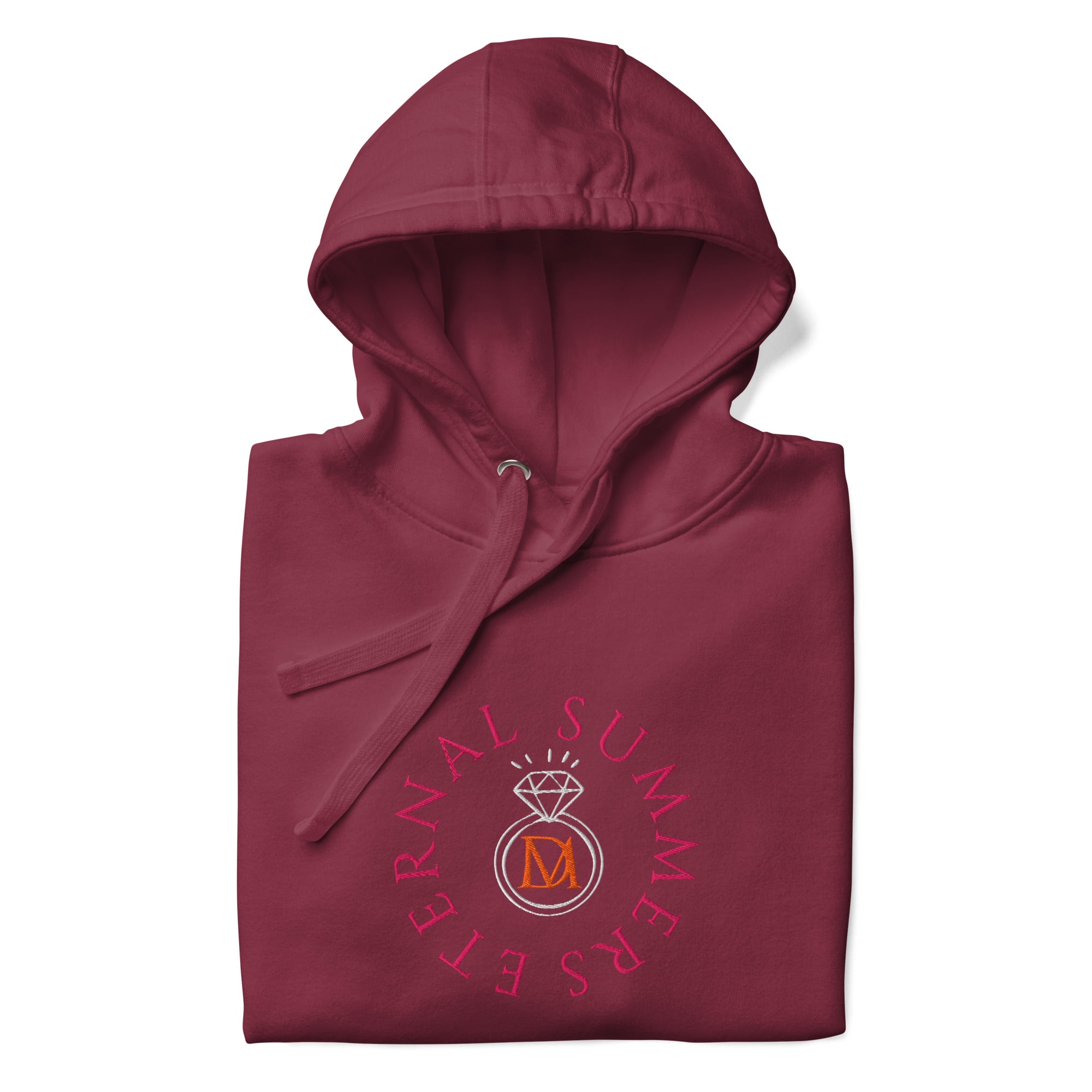 Daemon Bond Approach cotton hoodie with maroon color, front view, unisex premium pullover with hood and casual fit.