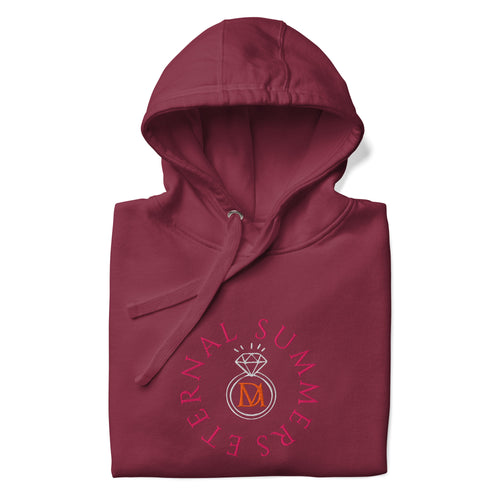 Daemon Bond Approach cotton hoodie with maroon color, front view, unisex premium pullover with hood and casual fit.