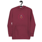 Daemon Bond Approach Felpa Cappuccio hoodie in maroon, unisex cotton-heritage premium pullover with front design.