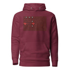 Maroon Supreme Models Picasso Stitches hoodie by Daemon Luxury, unisex cotton pullover with front design.