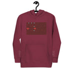 Daemon Luxury Supreme Models Picasso Stitches maroon unisex cotton hoodie with front design and hooded collar.