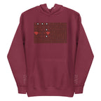 Daemon Luxury Supreme Models Picasso Stitches maroon unisex cotton hoodie with front design and pullover style.
