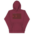 Daemon Luxury Supreme Models Picasso Stitches maroon unisex cotton hoodie with front design and hooded collar.