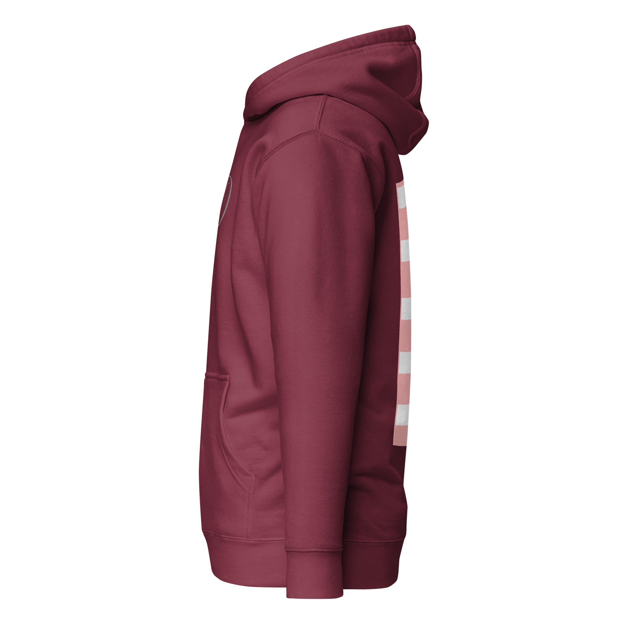 Maroon Daemon Distilled Love luxury unisex hoodie with a cotton heritage design and a comfortable pullover style.