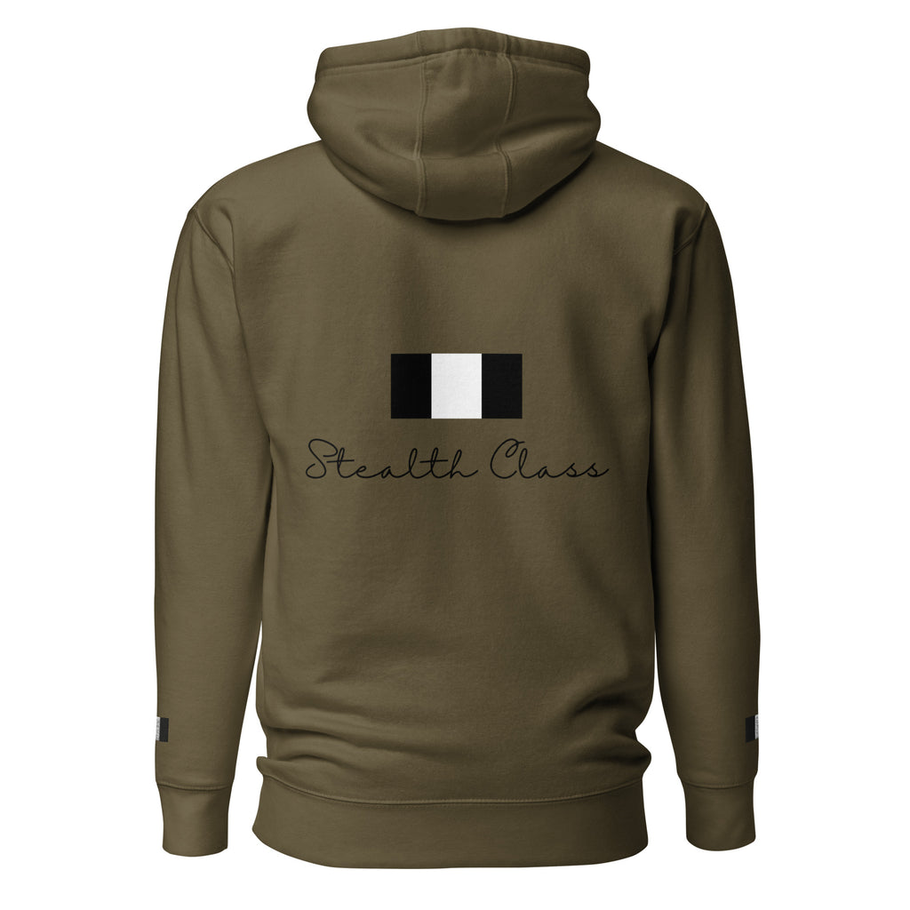Daemon Autumn Dim MILITANT unisex cotton hoodie with military green color and back design, featuring a comfortable pullover style.