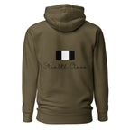 Daemon Autumn Dim MILITANT unisex cotton hoodie with military green color and back design, featuring a comfortable pullover style.