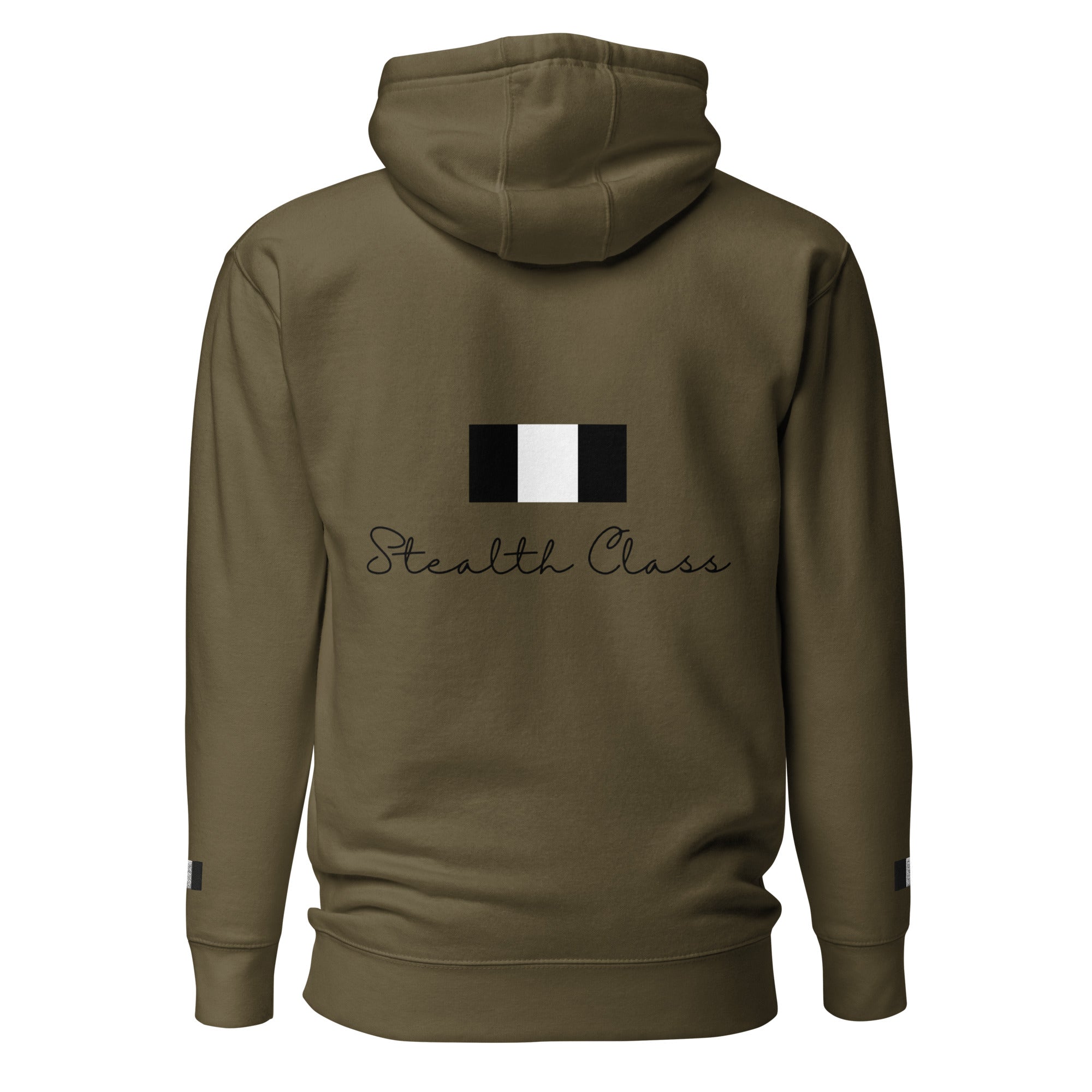 Daemon Autumn Dim MILITANT unisex cotton hoodie with military green color and back design, featuring a comfortable pullover style.