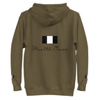 Daemon Autumn Dim MILITANT unisex cotton hoodie in military green with a front pocket and hood, casual streetwear style.