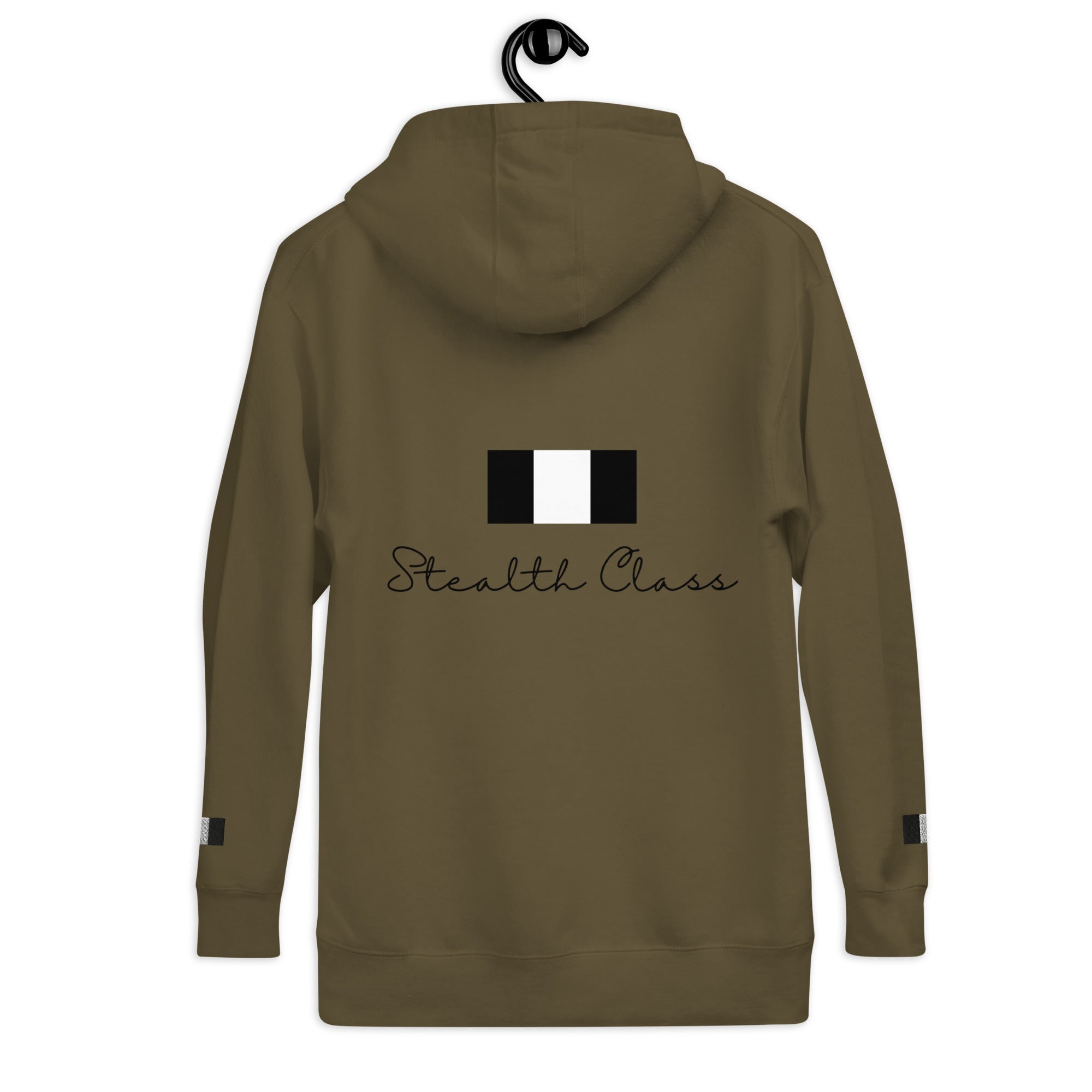 Daemon Autumn Dim MILITANT cotton hoodie in military green with hood, front pocket, and casual unisex style.