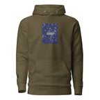 Daemon Autumn Dim MILITANT unisex cotton hoodie with a front design in military green, featuring a comfortable pullover style.