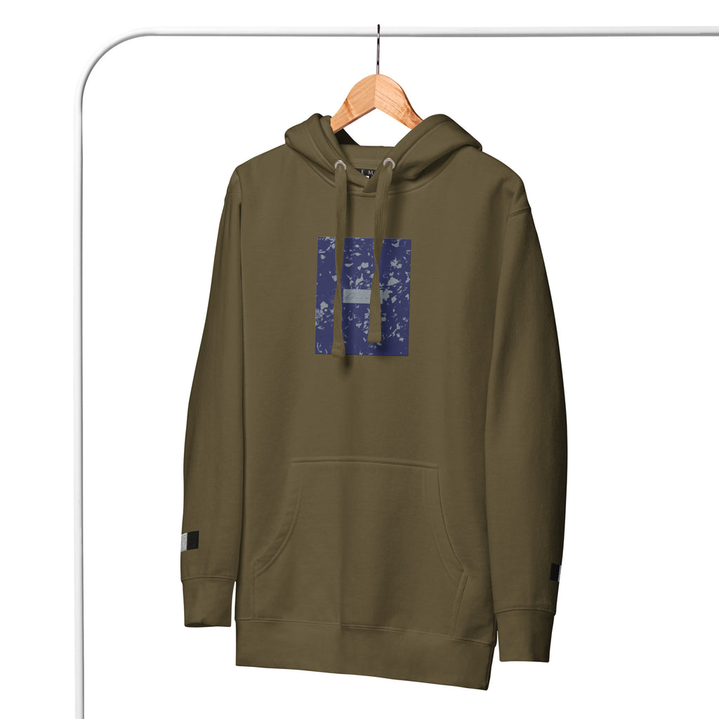 Daemon Autumn Dim MILITANT unisex cotton hoodie with military green color and front design, featuring a comfortable pullover style.