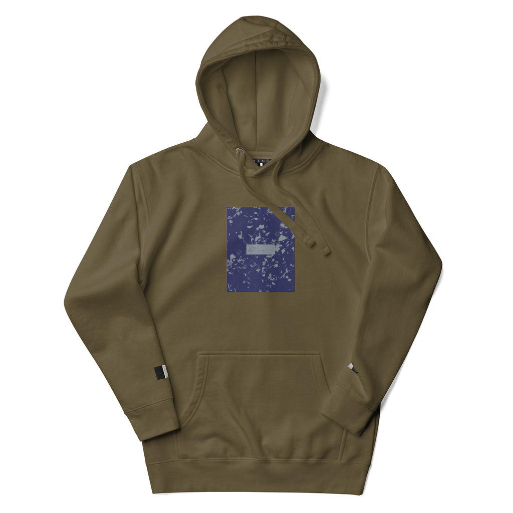 Daemon Autumn Dim MILITANT unisex cotton hoodie with military green color and front design, casual and comfortable pullover sweatshirt