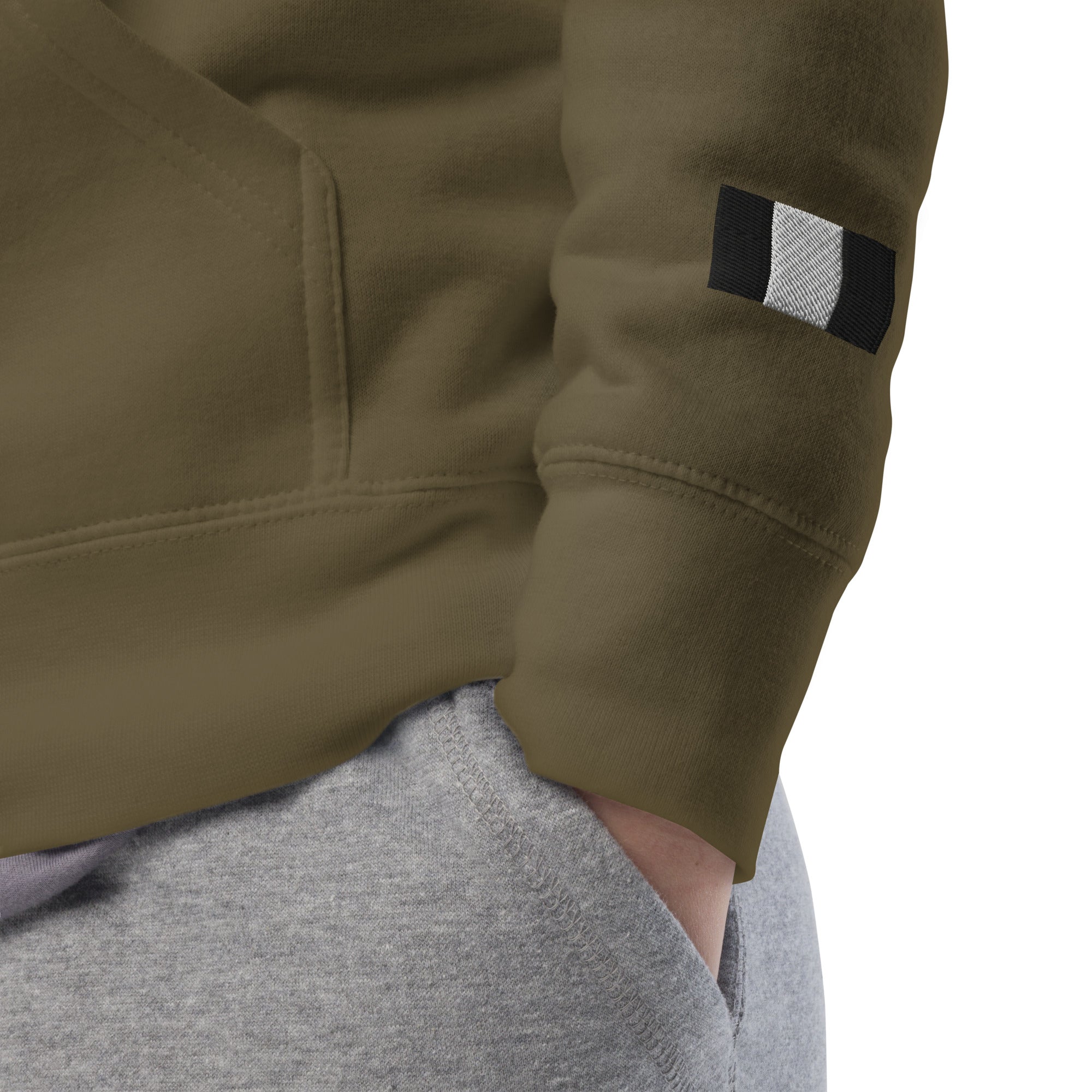 Daemon Autumn Dim MILITANT unisex cotton hoodie with military green color and hood, premium casual pullover for men and women.