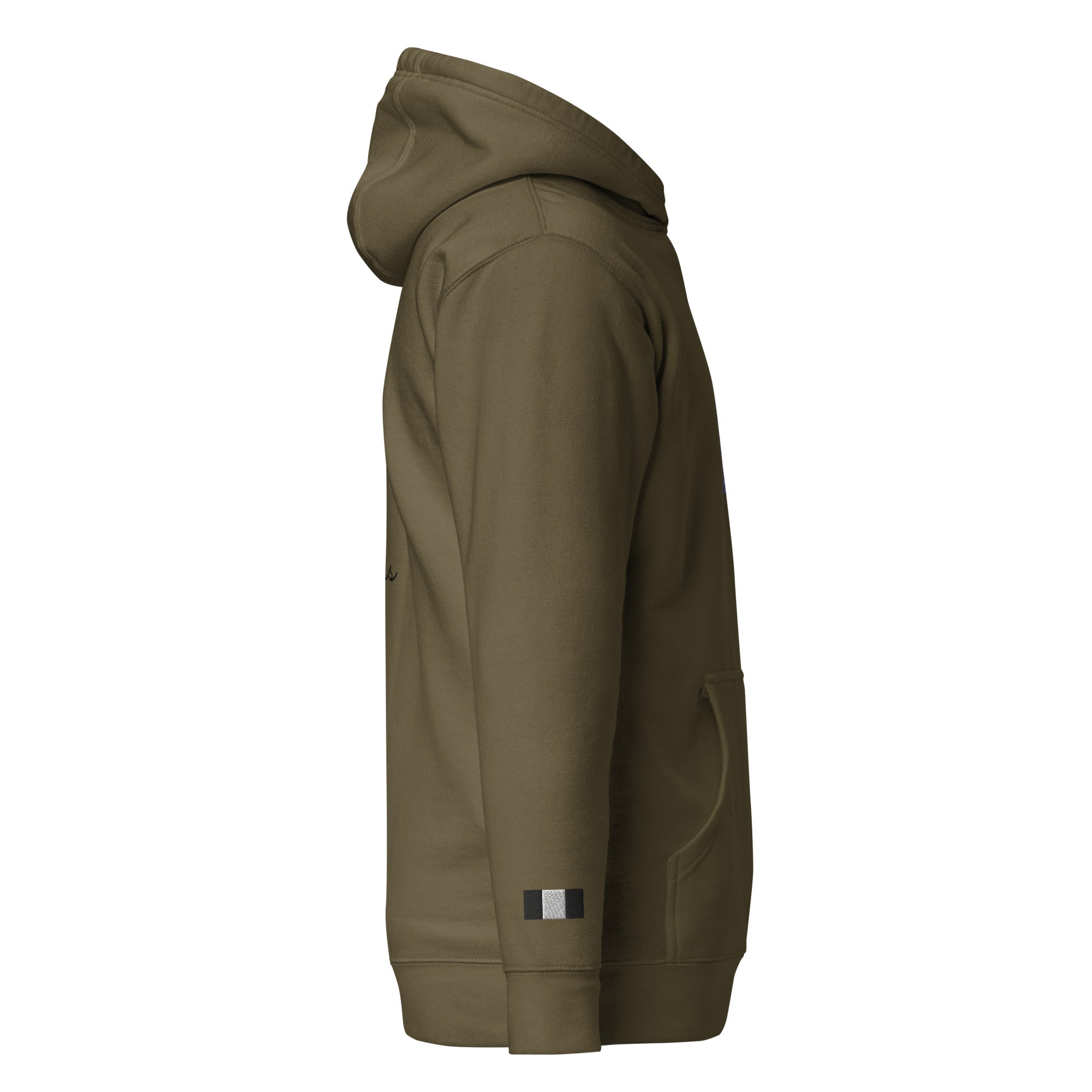 Daemon Autumn Dim MILITANT unisex cotton hoodie with a military green color and a hooded pullover design.