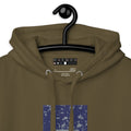 Unisex military green hoodie from Daemon's Autumn Dim MILITANT collection, featuring a cotton heritage fabric and hooded design.