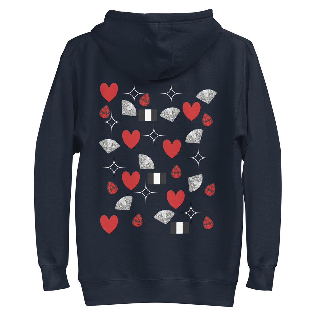 Daemon Eternal Stones unisex navy blazer cotton hoodie with a hood and front pocket, featuring a stylish, premium design.