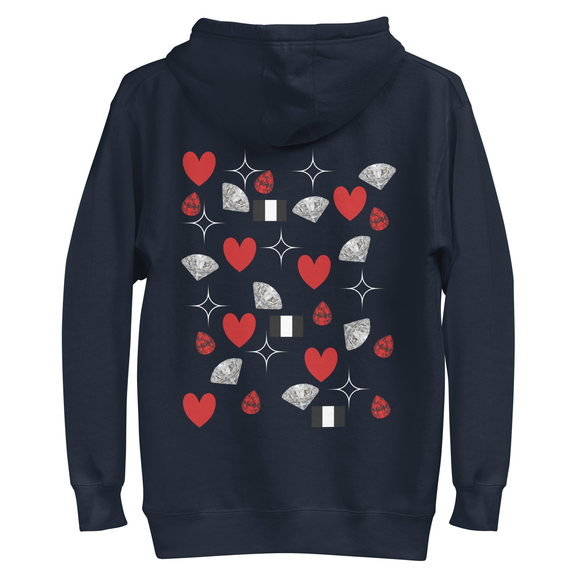 Daemon Eternal Stones unisex navy blazer cotton hoodie with a hood and front pocket, featuring a stylish, premium design.