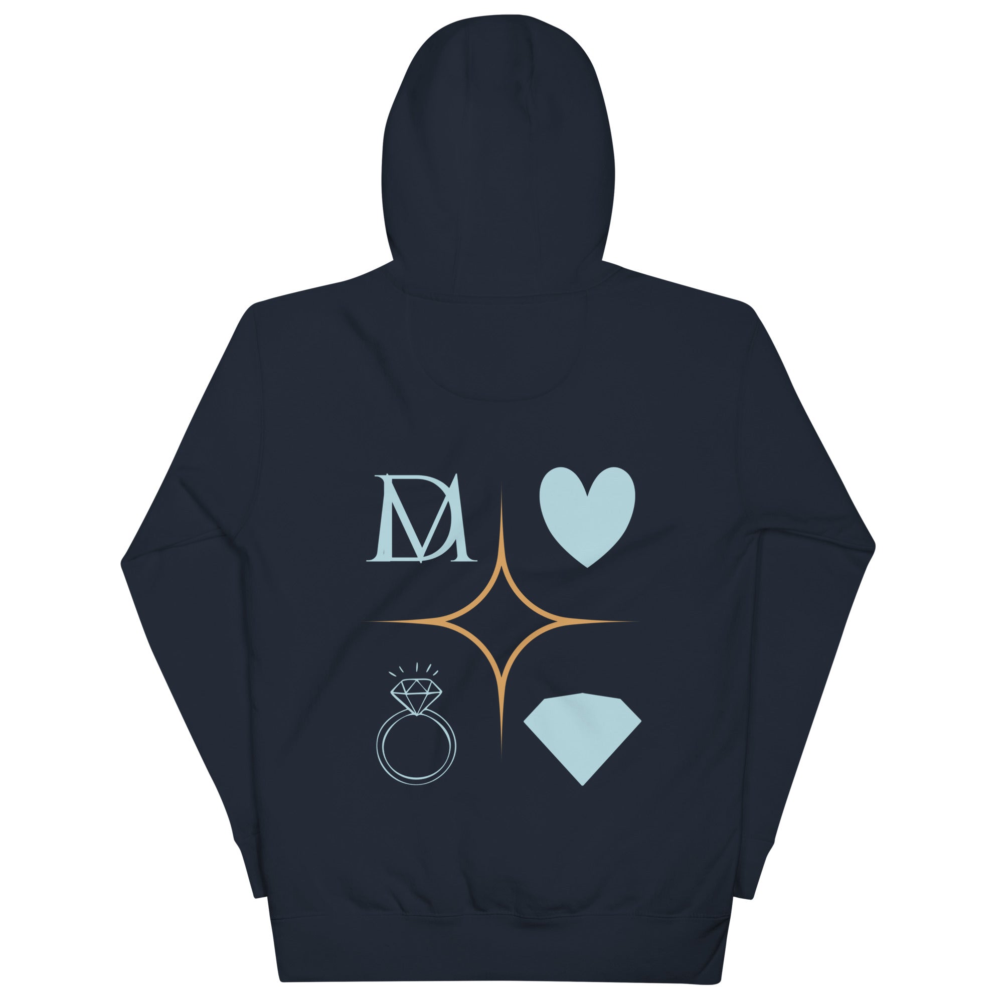 Daemon Elemental Powers unisex navy hoodie with a front pocket and hood, made from premium cotton heritage fabric.