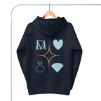 Daemon Elemental Powers unisex cotton hoodie with a navy blazer back design, featuring a comfortable pullover hoodie with a front pocket.