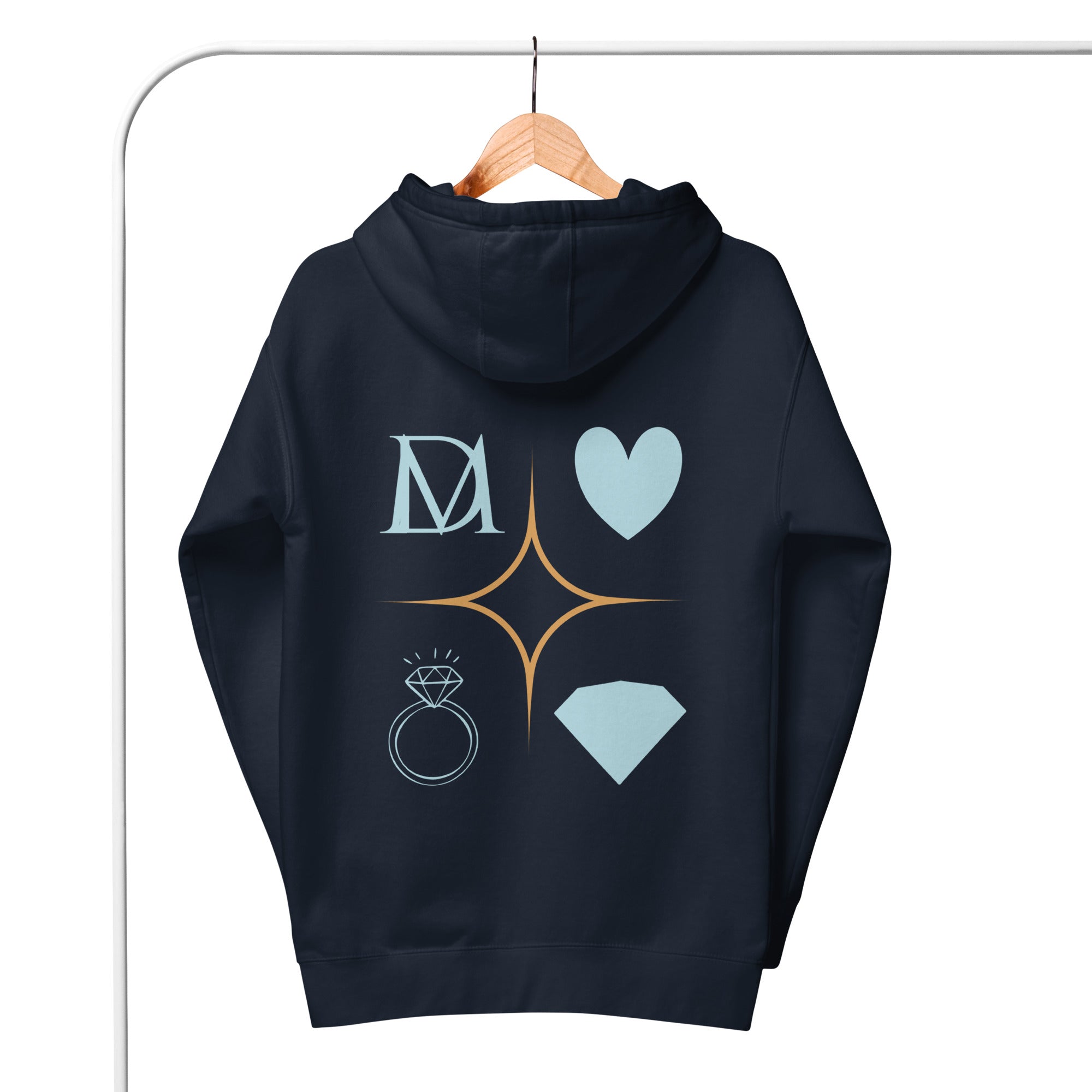 Daemon Elemental Powers unisex cotton hoodie with a navy blazer back design, featuring a comfortable pullover hoodie with a front pocket.