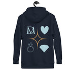 Daemon Elemental Powers unisex navy blazer hoodie made of premium cotton heritage fabric with a front pocket and hood.
