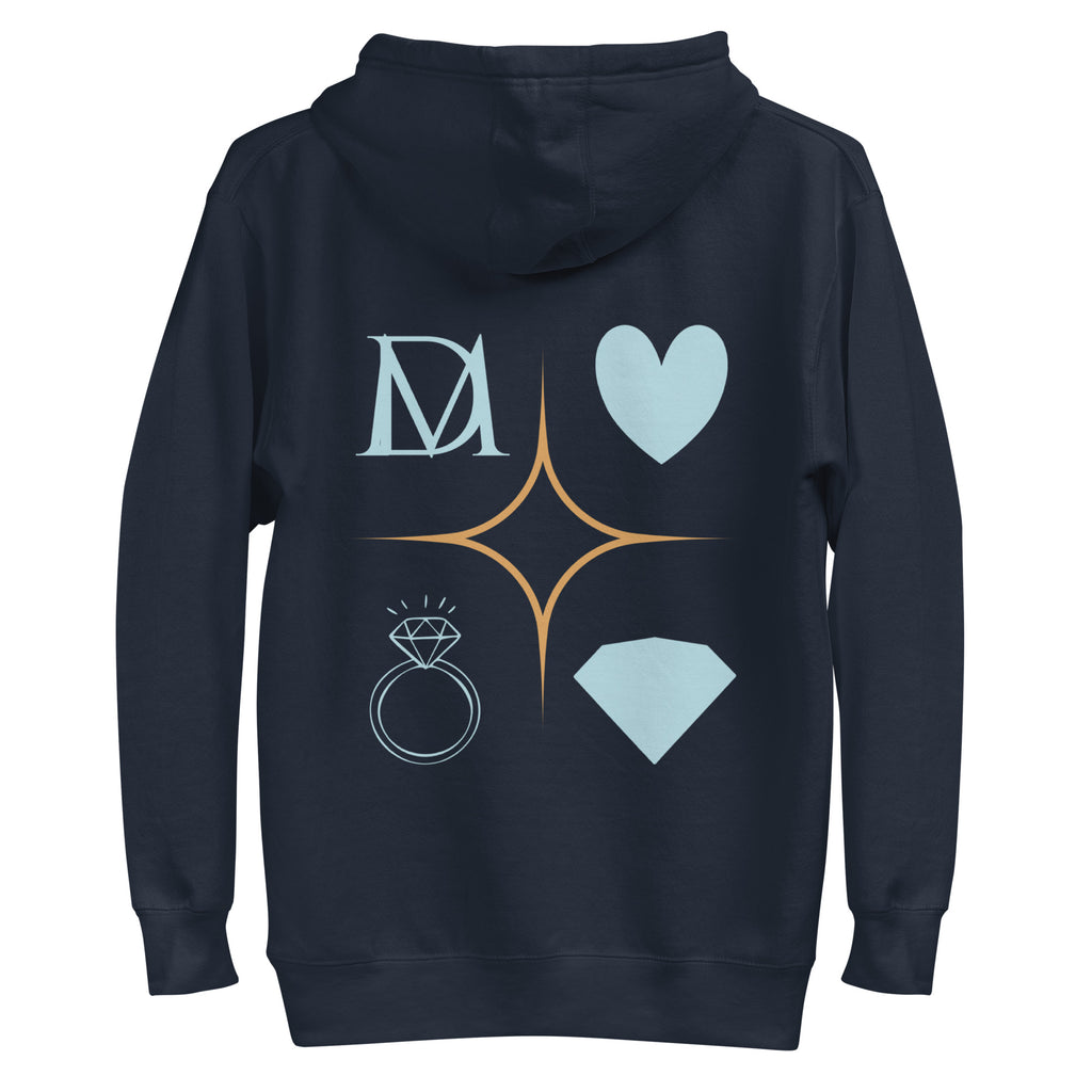 Daemon Elemental Powers cotton hoodie with navy blazer color, featuring a unisex design and comfortable pullover style.