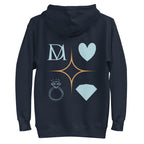 Daemon Elemental Powers cotton hoodie with navy blazer color, featuring a unisex design and comfortable pullover style.