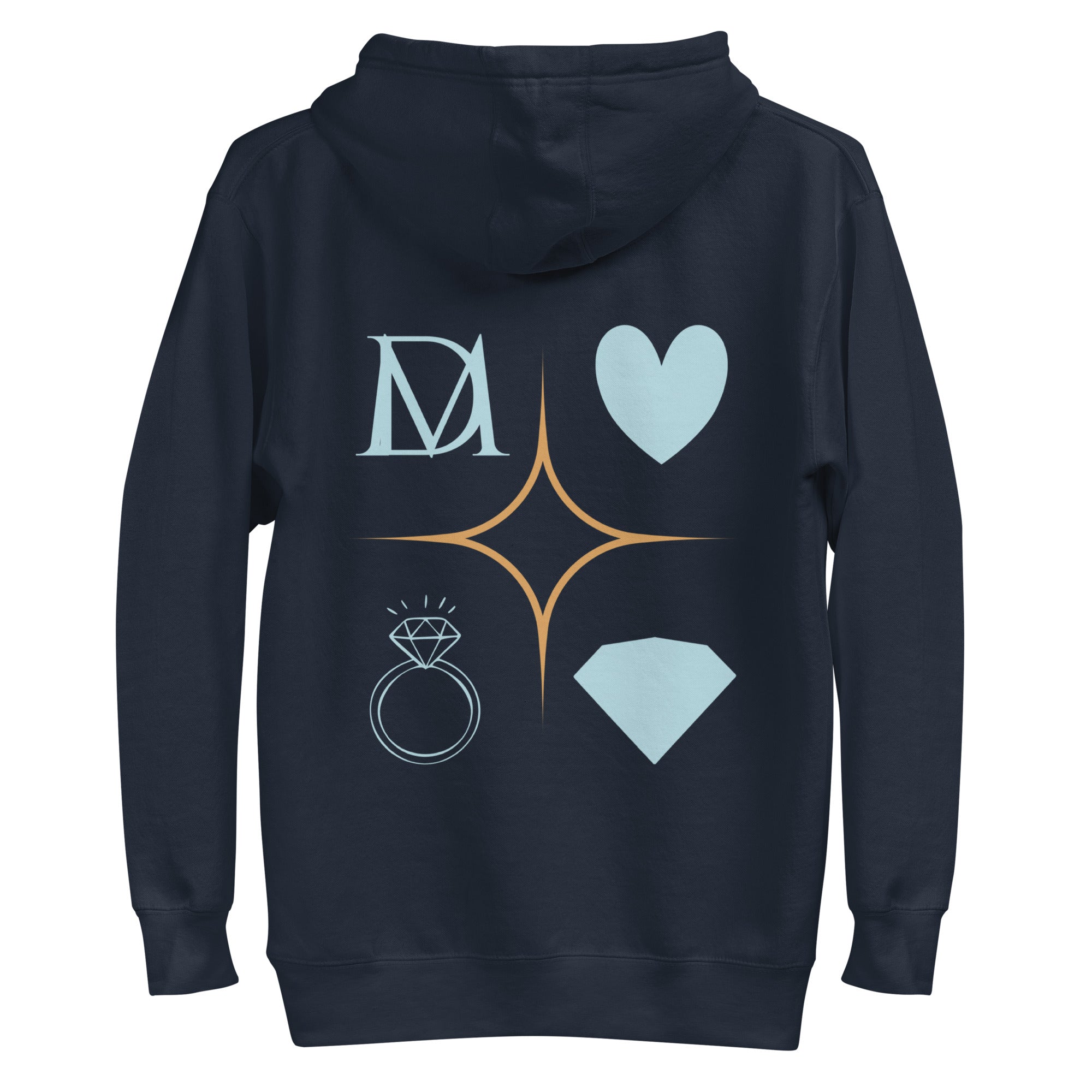 Daemon Elemental Powers cotton hoodie with navy blazer color, featuring a unisex design and comfortable pullover style.